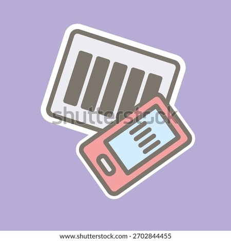 barcode editable cartoon style sticker vector