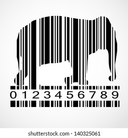 Barcode elephant image vector illustration