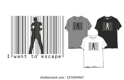 barcode escape man - T-shirt abstract design