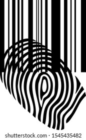 Barcode and fingerprint in black characters