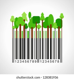 bar-code with forest plants