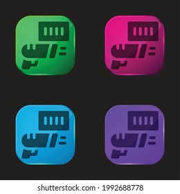Barcode four color glass button icon