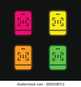 Strichcode vier farbige leuchtende Neonvektorsymbol
