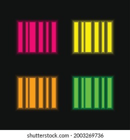 Strichcode vier farbige leuchtende Neonvektorsymbol