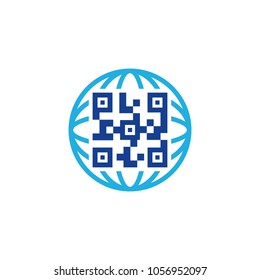 Barcode Globe Logo Icon Design