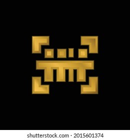 Barcode gold plated metalic icon or logo vector