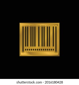 Barcode gold plated metalic icon or logo vector