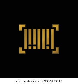 Icono metálico de código de barras chapado en oro o vector de logotipo