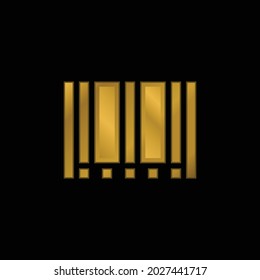 Barcode gold plated metalic icon or logo vector