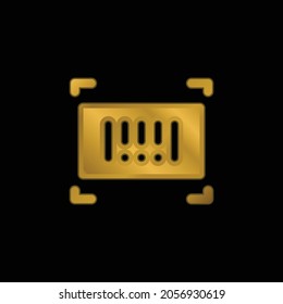 Barcode gold plated metalic icon or logo vector