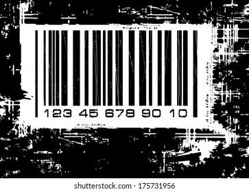 Barcode with grunge background