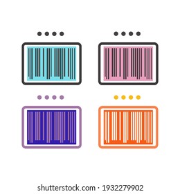 icono de código de barras, con 4 opciones de color y contorno. también apto para ser utilizado como logotipos e ilustraciones.