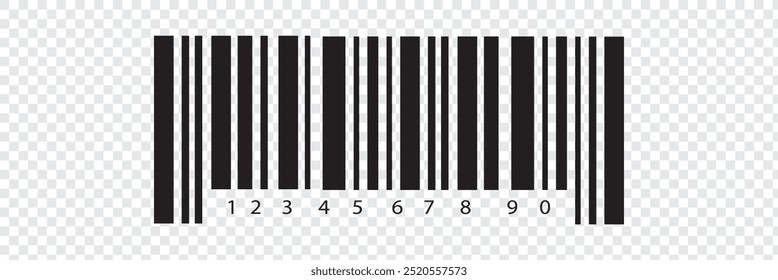 Icono de código de barras. Código de barras casi negro para escanear para comprobar los Precios del producto Aislado sobre fondo transparente.