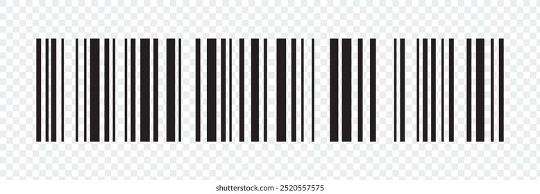 Icono de código de barras. Código de barras casi negro para escanear para comprobar los Precios del producto Aislado sobre fondo transparente.