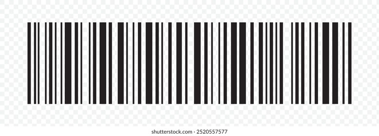 Icono de código de barras. Código de barras casi negro para escanear para comprobar los Precios del producto Aislado sobre fondo transparente.