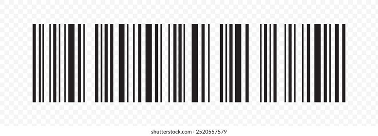 Icono de código de barras. Código de barras casi negro para escanear para comprobar los Precios del producto Aislado sobre fondo transparente.