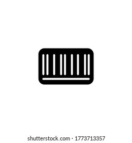Icono de código de barras en glifo plano negro, estilo relleno aislado en fondo blanco