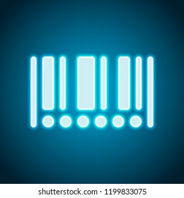 Barcode icon. Circles instead of numbers. Neon style. Light decoration icon. Bright electric symbol