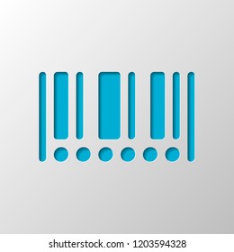 Barcode icon. Circles instead of numbers. Paper design. Cutted symbol with shadow