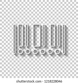 Barcode icon. Circles instead of numbers. White outline sign with shadow on transparent background