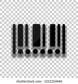 Barcode icon. Circles instead of numbers. Black glass icon with soft shadow on transparent background