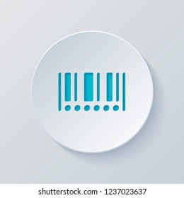 Barcode icon. Circles instead of numbers. Cut circle with gray and blue layers. Paper style