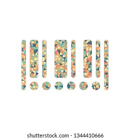 Barcode icon. Circles instead of numbers. Colored mosaic with polygons