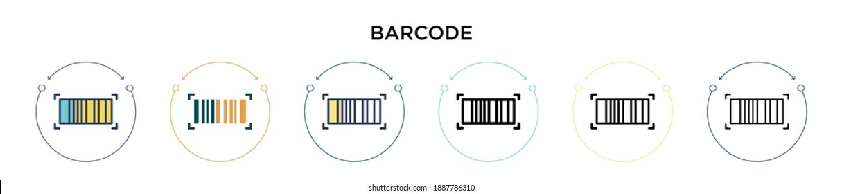 Barcode icon in filled, thin line, outline and stroke style. Vector illustration of two colored and black barcode vector icons designs can be used for mobile, ui, web