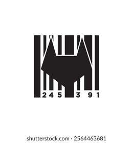 Barcode icon in flat style. Dog vector illustration on white isolated background. Pet business concept.