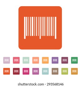 The barcode icon. Identification and ID symbol. Flat Vector illustration. Button Set