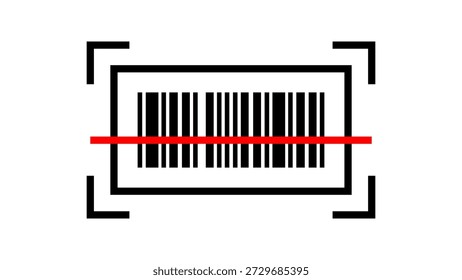 Icono de código de barras. Ilustración de un escáner de código de barras que escanea un código de barras. El escáner se representa en un estilo simple y moderno, adecuado para su uso en varios medios digitales e impresos.