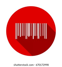 Barcode icon isolated on red background with long shadow. flat icon