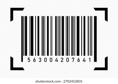 Barcode icon. Barcode Icon with Long Numerical Sequence.  Universal code for scanning a product or item. eps 10