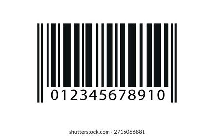 Barcode Icon with Numbers Isolated on White Background