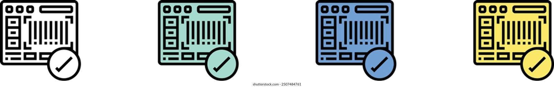 barcode icon. Outline, Green, Blue and Yellow Style Design Isolated On White Background