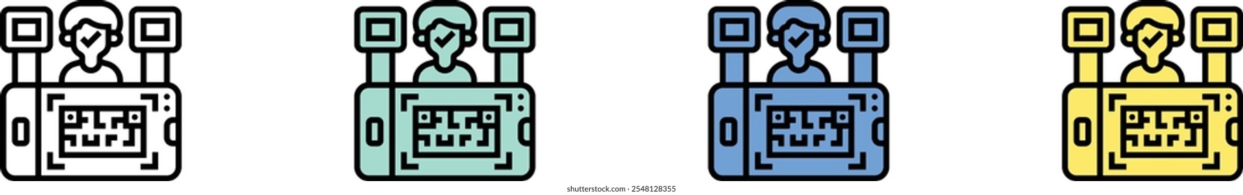 barcode icon. Outline, Green, Blue and Yellow Style Design Isolated On White Background