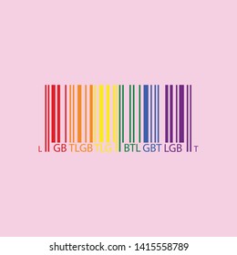 Barcode icon in rainbow colors. LGBT pride symbol. Vector illustration.