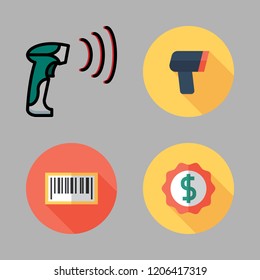 barcode icon set. vector set about label, barcode scanner, bars code and scanning icons set.