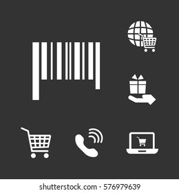 barcode icon, shopping set