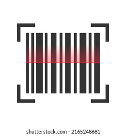 Barcode icon. Smartphone red scanning symbol. Vector isolated on white.