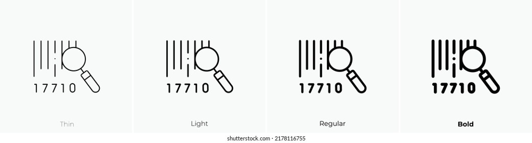 barcode icon. Thin, Light Regular And Bold style design isolated on white background