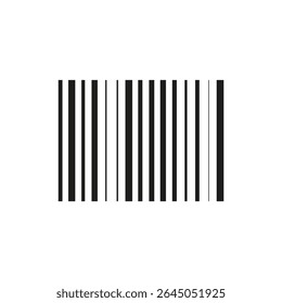 Barcode icon vector. Black vertical stripes. Product scan symbol. Code element shape.