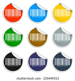 Barcode icon, vector illustration. Set of blank stickers