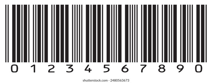  Barcode icon. Barcode icon vector with numbers. Simple fake bar code. Vector illustration  isolated on white background. EPS 10