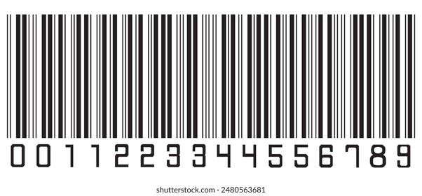  Barcode icon. Barcode icon vector with numbers. Simple fake bar code. Vector illustration  isolated on white background. EPS 10