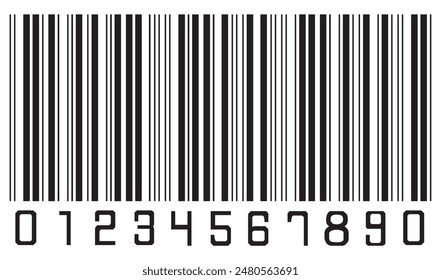  Barcode icon. Barcode icon vector with numbers. Simple fake bar code. Vector illustration  isolated on white background. EPS 10