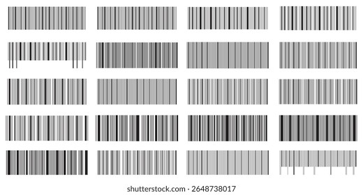 Barcode icon vector set. Barcode icon isolated on white background. Barcode product distribution icon. Universal code for scanning product or item.  barcode product retail shipping graph.