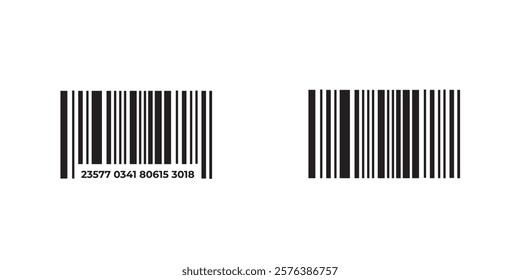 Barcode icon. Barcode vector icon set. Simple fake bar code. Bar code for web design. Barcode product distribution icon. Vector illustration isolated on white background.