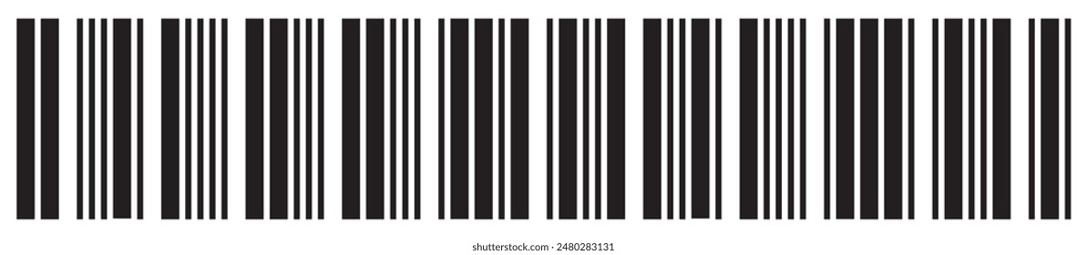  Strichcode-Symbol Symbol für Barcode-Vektorgrafik. Einfacher gefälschter Strichcode. Strichcode für Webdesign. Symbol für Barcode-Produktverteilung. Vektorillustration isoliert auf weißem Hintergrund.