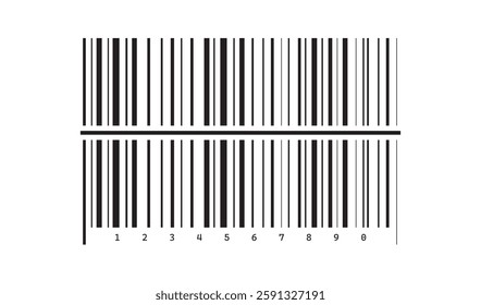 Barcode icon vector. Simple fake bar code. Bar code for web design. Barcode product distribution icon. Vector illustration isolated on white background.
